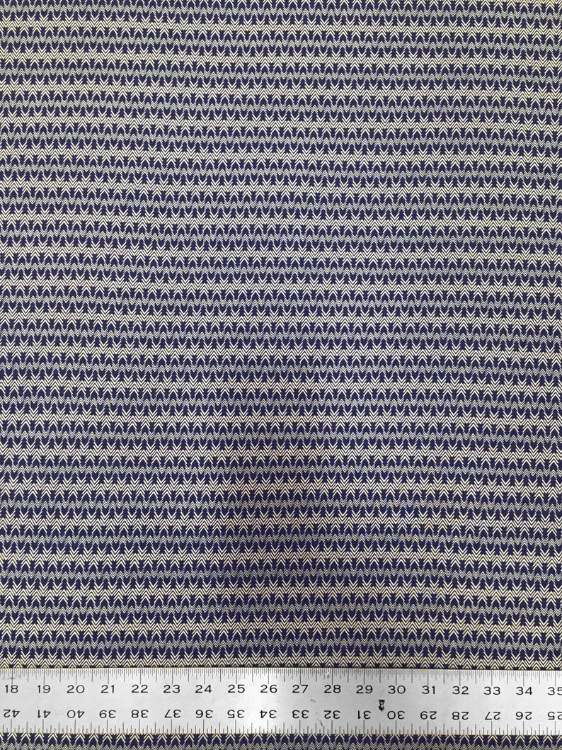 Polyester Venezia Spandex Fabric - Geometric Small Design, Navy, Beige, 58" Width