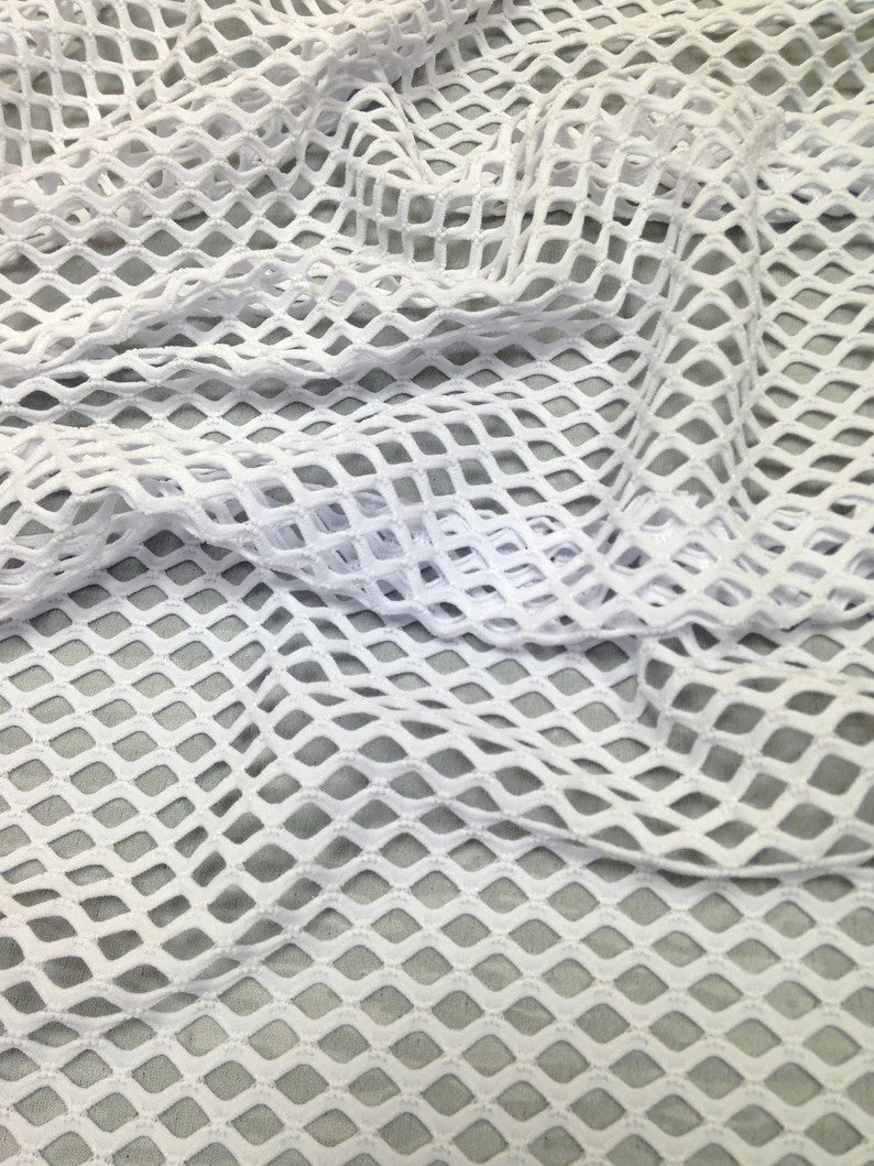 Small Fish Net Mesh Polyester Spandex Fabric - 0.4 Inch Diamond Mesh, See Through, 58" To 60" Width