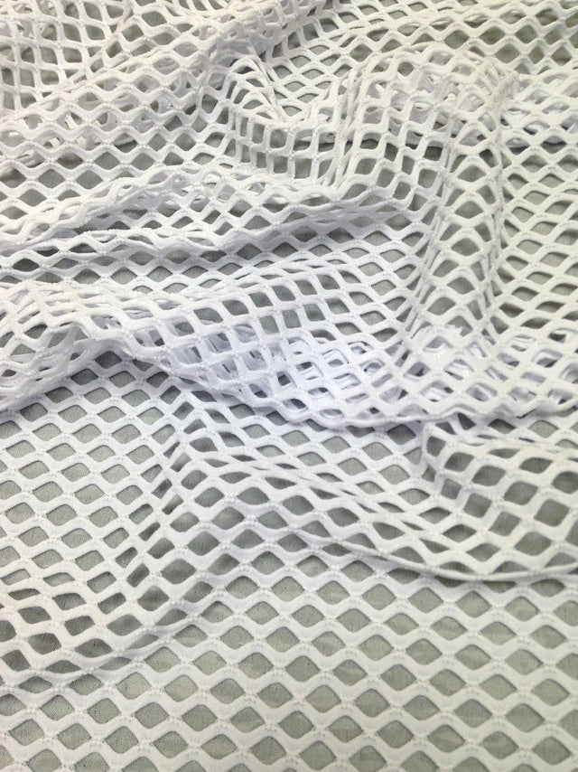 Small Fish Net Mesh Polyester Spandex Fabric - 0.4 Inch Diamond Mesh, See Through, 58" To 60" Width