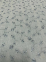 Vintage Floral Embroidered Design Polyester Spandex Mesh Fabric - Floral Embroidery, See-Through, 60" Width
