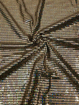 Nylon Spandex Slinky Fabric - 7Mm Shiny Hologram Rectangular Trans & Lurex, Gold, Silver, Red, Navy, 57/58" Width