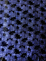 Polyester Velvet Spandex Fabric - Royal Glitters Geometric Design, Royal Blue, 58-60" Width