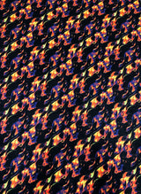 Nylon Spandex Fabric - Silver Glitters Fluorescent Flames Design, Green, Red, 58/60" Width