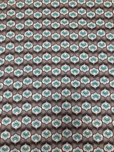 Cotton Floral Design Cotton Fabric - Brown, Light Grey, Aqua, White, 43" Width