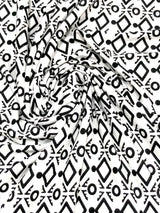Polyester Spandex Fabric - Small Geometric White And Black Print, 58" Width