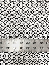 Polyester Spandex Fabric - Small Geometric White And Black Print, 58" Width