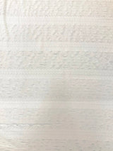 Polyester Spandex Light Weight Fabric - Off White Ruffles, Textured Chevron Design, 52/54" Width