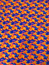 Neon Abstract Nylon Spandex Fabric - Neon Orange/Pink, Neon Orange/Blue, Abstract Print, 58" To 60" Width