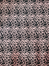 Polyester Spandex Brushed Single Span Fabric - Peach & Black Animal Print, 58" To 60" Width