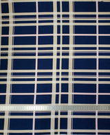 Polyester Spandex Bulgari Fabric - Large Plaid Print, Navy, Taupe, 58"-60" Width