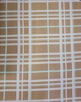 Polyester Spandex Bulgari Fabric - Large Plaid Print, Navy, Taupe, 58"-60" Width
