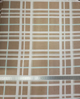 Polyester Spandex Bulgari Fabric - Large Plaid Print, Navy, Taupe, 58"-60" Width