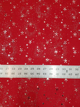 Circle Glitter And Small Sequins Polyester Spandex ITY Fabric - Red/Silver Glitter Sequins, 56" To 58" Width