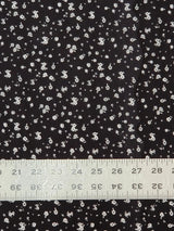 Tiny White Flowers On Black Cotton Spandex Fabric - Black With Tiny White Flowers, 58"-60" Width