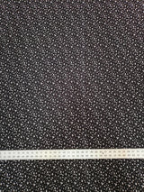 Tiny White Flowers On Black Cotton Spandex Fabric - Black With Tiny White Flowers, 58"-60" Width