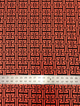 Neon Trendy Colors Polyester Spandex Fabric - Greek Key Print, Neon Orange, Neon Lime, 58"-60" Width