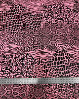 Mixed Animal Print Clear Snake Skin Foil Polyester Spandex Fabric - Shiny Clear Animal Print, 58" Width