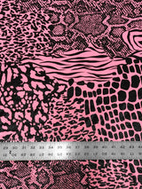 Mixed Animal Print Clear Snake Skin Foil Polyester Spandex Fabric - Shiny Clear Animal Print, 58" Width
