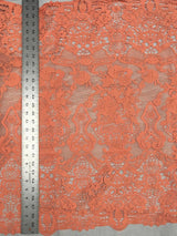 Polyester Lace Fabric - Salmon Narrow Scallop, 27" Width