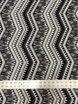 Black And White Zig Zag Tribal Print Polyester Spandex Fabric - Black And White Zig Zag Tribal Print, 58" Width