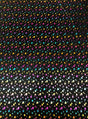Multi Color Foil Hearts On Black Nylon Spandex Fabric - Black, Multi Color Foil Hearts, 58"-60" Width