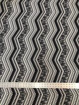 Black And White Zig Zag Tribal Print Polyester Spandex Fabric - Black And White Zig Zag Tribal Print, 58" Width