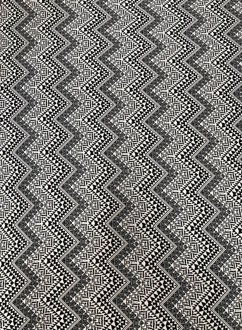 Black And White Tribal Print Polyester Spandex Fabric - Black And White Tribal Print, 58" Width