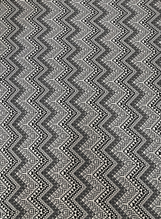 Black And White Tribal Print Polyester Spandex Fabric - Black And White Tribal Print, 58" Width