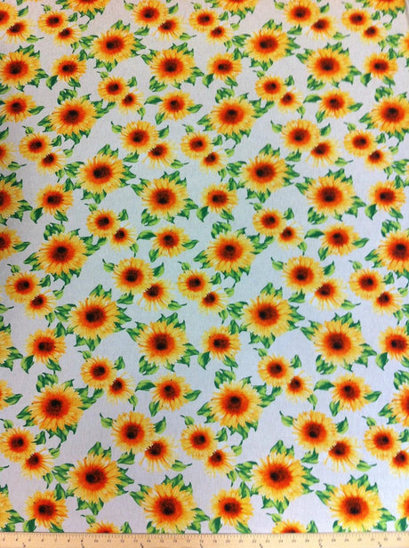 Big Sunflower Pattern Polyester Spandex Fabric - Yellow Sunflower Print, 58"-60" Width