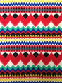 Polyester Spandex Fabric - Colorful Chevron Design, Red/Royal, Orange/Royal, 58" To 60" Width