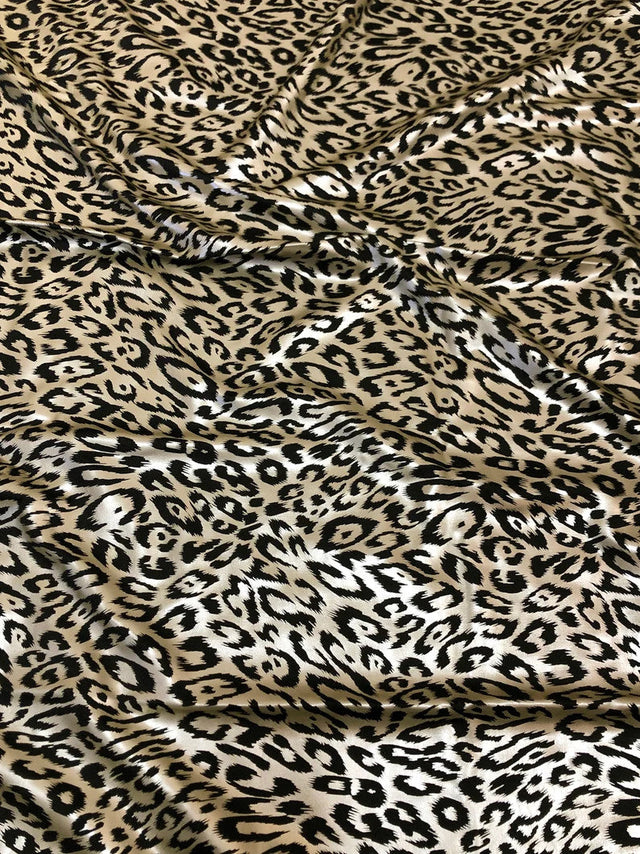 Cheetah Foil Design Nylon Spandex Fabric - Black/Gold, Black/Silver, White/Silver