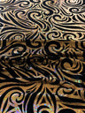 Swirl Hologram Snake Design Foil Polyester Spandex Velvet Fabric - Holo Black, Snake Scale Holographic Design, 58"-60" Width