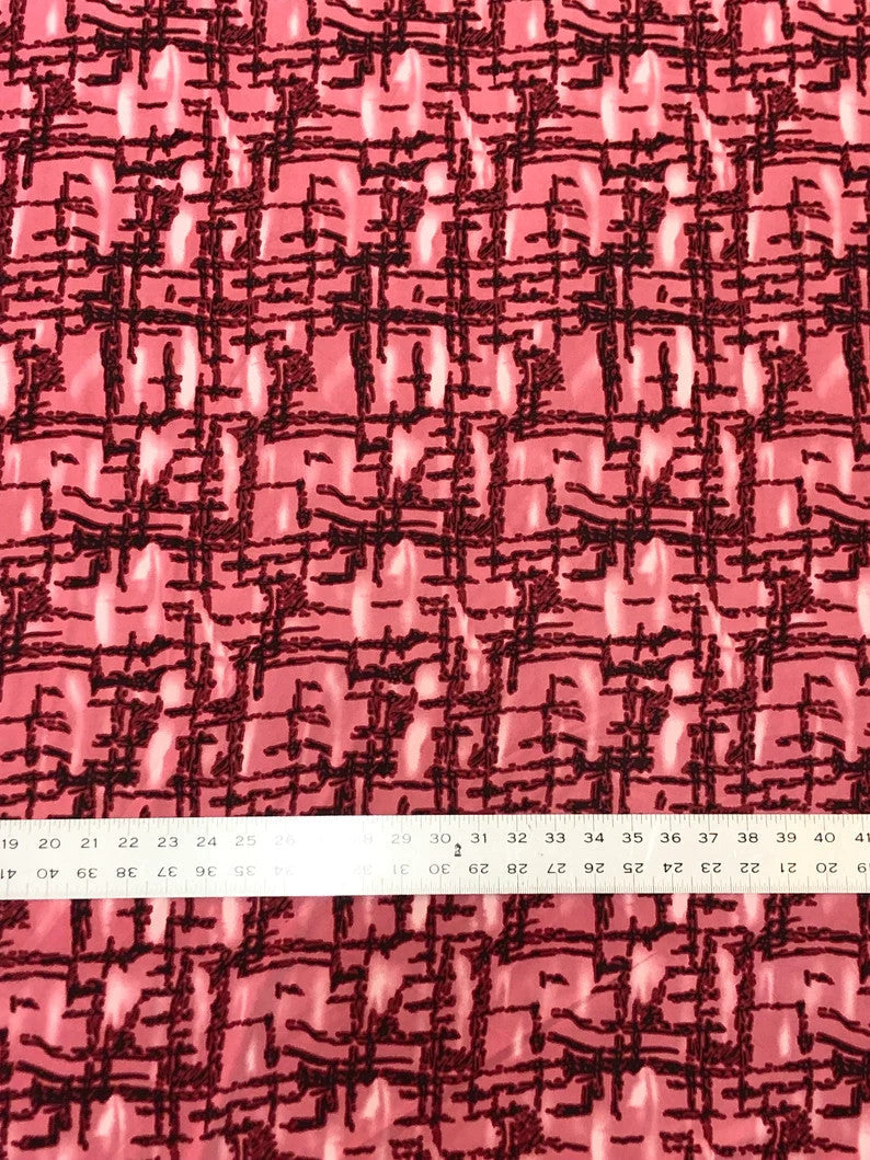 Abstract Squares Polyester Spandex Fabric - Abstract Squares Print, 58"-60" Width