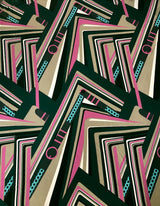 Belt Chain Lines Design Polyester Spandex Fabric - Green/Red, Pink/Hunter Green, 2-Way Stretch, 58" Width
