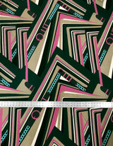 Belt Chain Lines Design Polyester Spandex Fabric - Green/Red, Pink/Hunter Green, 2-Way Stretch, 58" Width