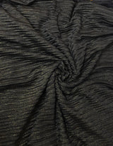 Gold Lurex On Black Polyester Spandex Mesh Fabric - Black, Gold Lurex, 56-58" Width