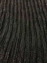 Gold Lurex On Black Polyester Spandex Mesh Fabric - Black, Gold Lurex, 56-58" Width