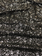Small Rib Textured Fukuro Polyester Spandex Fabric - Small Dots Shiny Foil, Copper, Silver, 58" Width