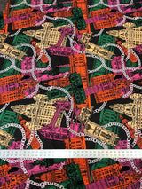 Big Buildings Print Polyester ITY Matte Jersey Fabric - Big Structures Print, 58" Width