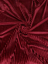 Velvet Textured Stripes Polyester Spandex Fabric - Hunter Green, Mustard, Wine, Black, 58-60" Width
