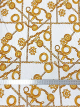 Sea Anchor Design Polyester Spandex Fabric - Black, White, Navy Anchor Print, 58" Width