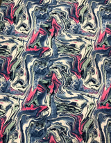 Colorful Abstract Marble Print Bulgari Polyester Spandex Fabric - Multicolor Abstract Marble, 58"-60" Width