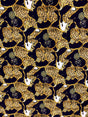 Big Animal Gold Belt Print Polyester Single Spun Fabric - Navy Background, Animal Print, 58"-60" Width (1 Yard)