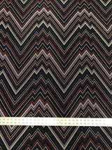 Zig Zag Print On Textured Jacquard Nylon Metallic Spandex Fabric - Black, Red, White, Blue, Zig Zag Print, 58"-60" Width