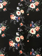 Big Floral Print Polyester Spandex Fabric - Black Floral Print, 58" Width