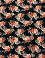 Beautiful Floral Print On Black Polyester Spandex Bulgari Fabric - Black Floral Print, 58"-60" Width