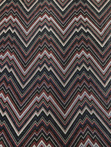 Zig Zag Print On Textured Jacquard Nylon Metallic Spandex Fabric - Black, Red, White, Blue, Zig Zag Print, 58"-60" Width