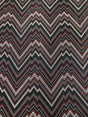 Zig Zag Print On Textured Jacquard Nylon Metallic Spandex Fabric - Black, Red, White, Blue, Zig Zag Print, 58"-60" Width