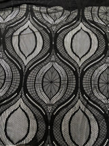 Lace Non-Stretch Big Design Polyester Fabric - White, Black