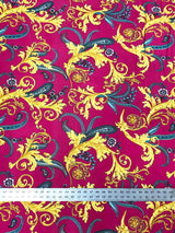 Gold Abstract Design Polyester Spandex Fabric - Gold Abstract Pattern, 58" Width